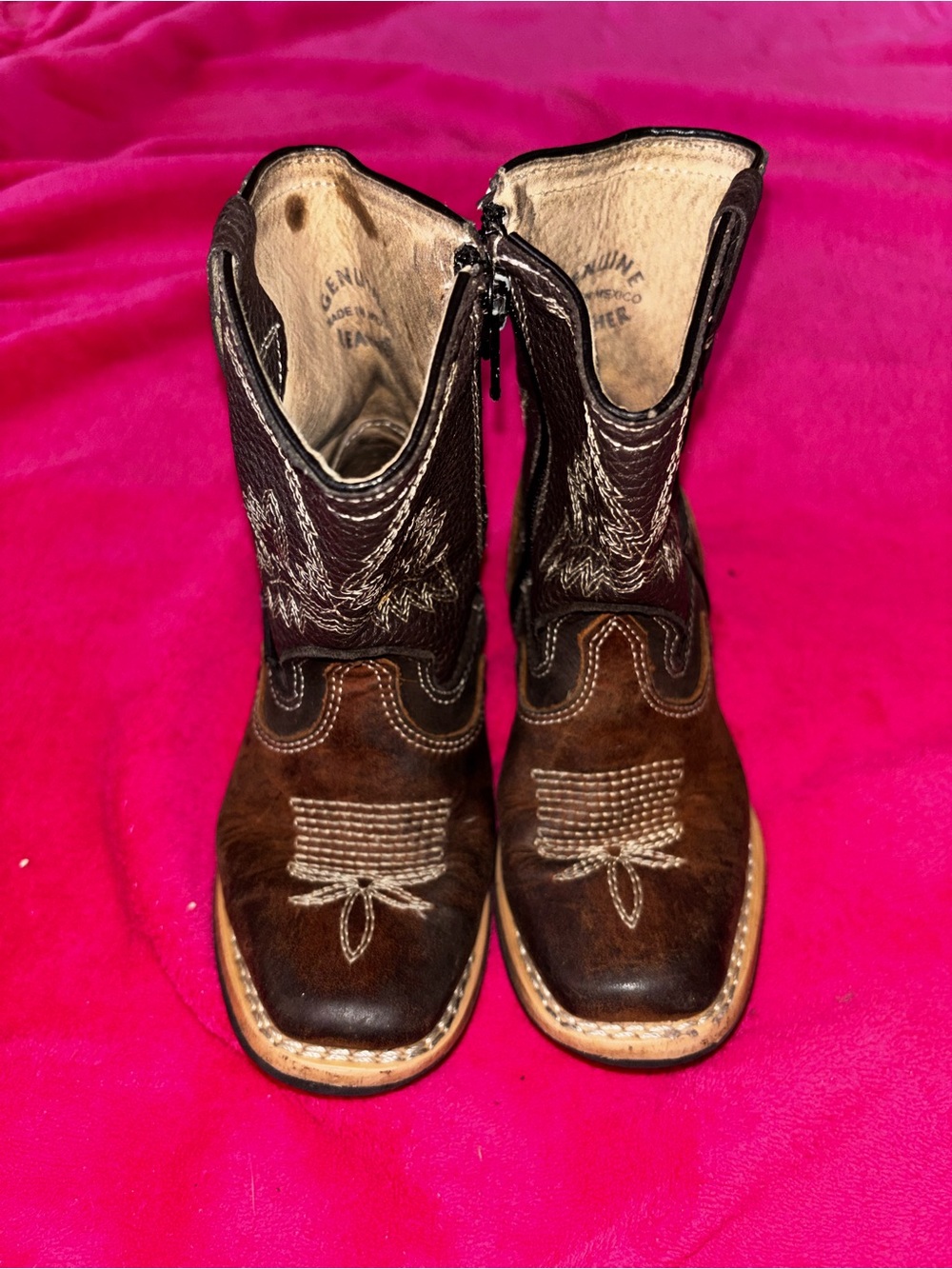 Children's Brown Cowboy Boots with Zipper - Kids Shoes - Picture 3 of 3